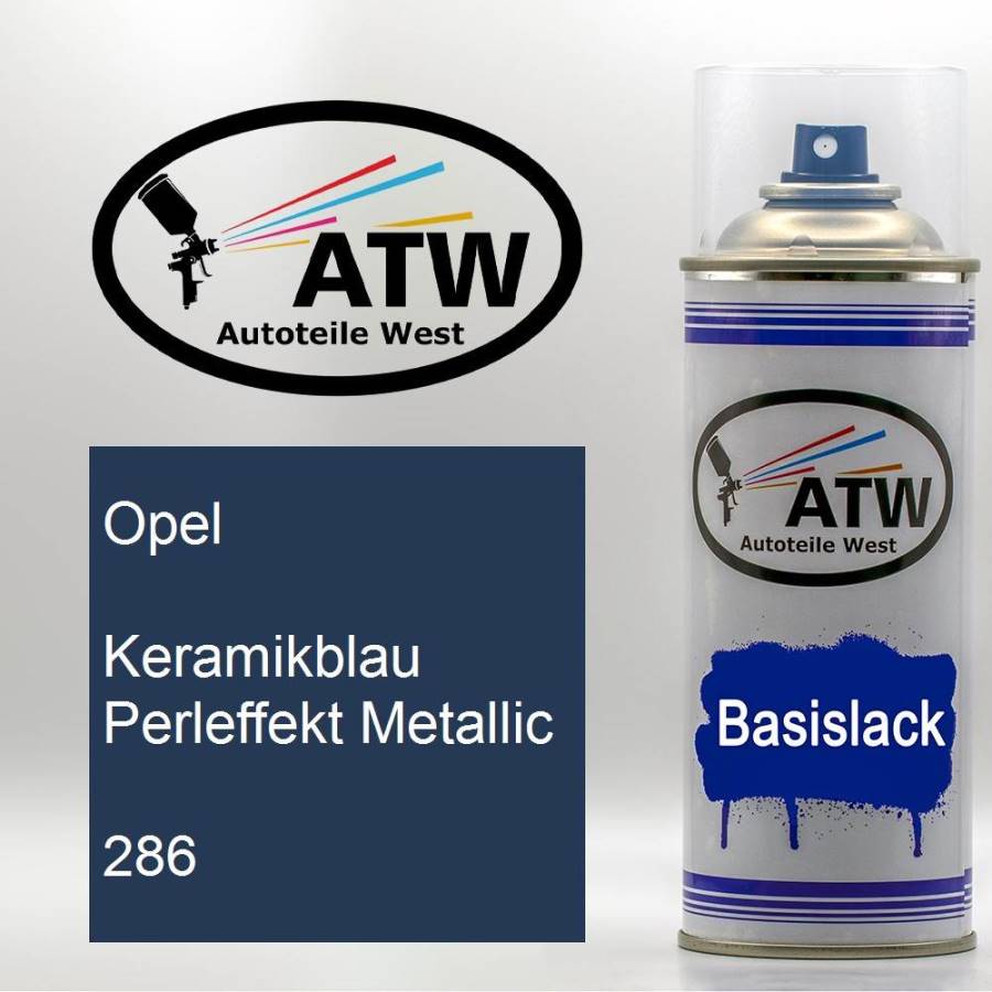 Opel, Keramikblau Perleffekt Metallic, 286: 400ml Sprühdose, von ATW Autoteile West.